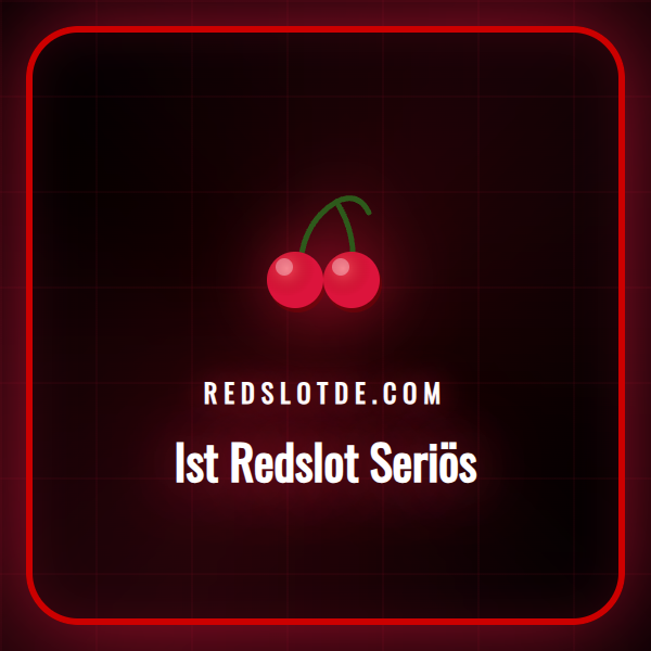 Eine Lupe untersucht das Redslot-Logo, um zu prüfen, ob es seriös ist.