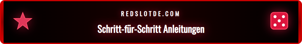 Infografik, die den schrittweisen Zugriff auf die Redslot Hilfe Seite zeigt.