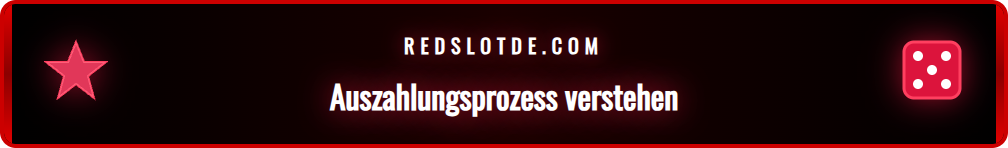 Visuelle Darstellung des Auszahlungsprozesses bei Redslot mit Verifizierung.